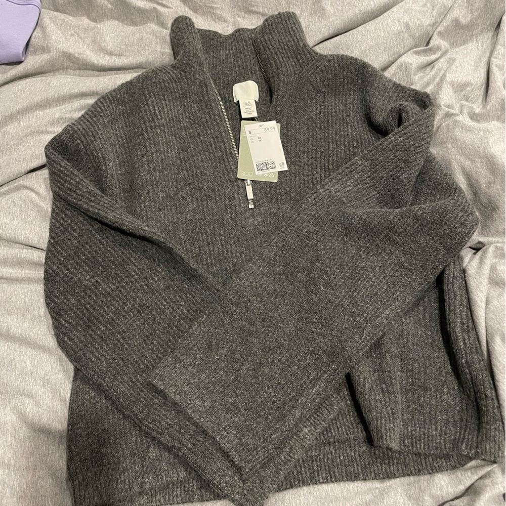 H&M oversized grey 1/4 zip sweater